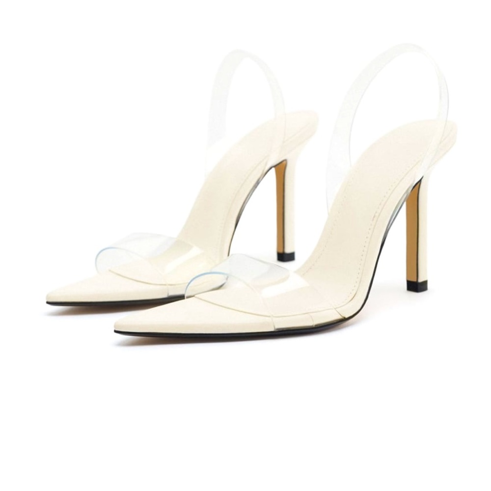 Zara high heeled vinyl sandals size 39